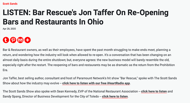 LISTEN: Bar Rescue’s Jon Taffer On Re-Opening Bars and Restaurants In Ohio