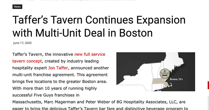 Taffer’s Tavern Continues Expansion with Multi-Unit Deal in Boston